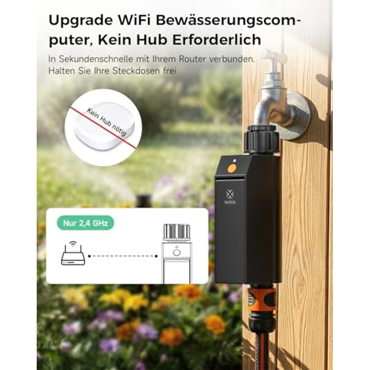Woox Smart WLAN Bewässerungscomputer, 2,4GHz ohne Hub, IP65 wasserdicht, App-/Sprachsteuerung, Regenverzögerung & manueller Modus – Bild 2
