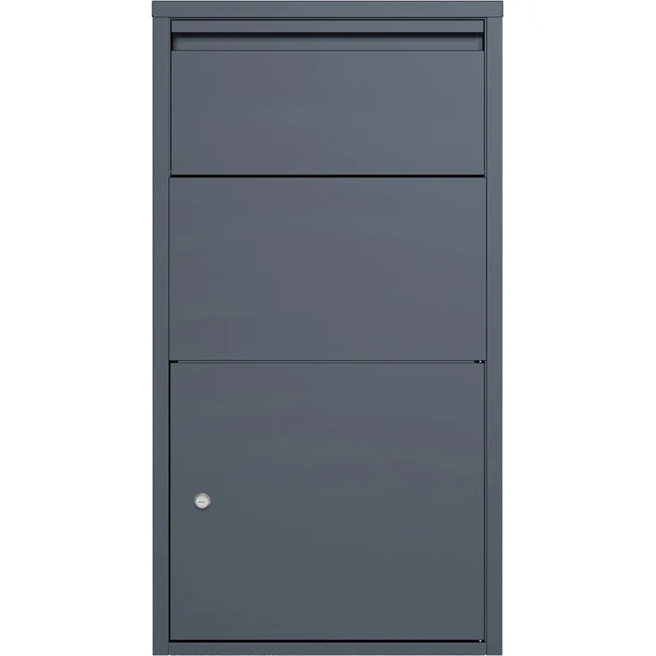 Westmann Briefkasten Pollux, freistehender Briefkasten mit Paketbox, anthrazit, wetterfest und abschließbar, 22 x 44 x 82 cm
