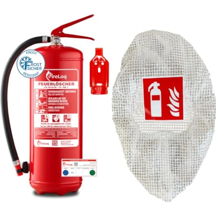 FireLoq® 6kg Pulver Feuerlöscher mit Gitterschutzhaube und Prüfnachweis, robust und zuverlässig – Bild 1