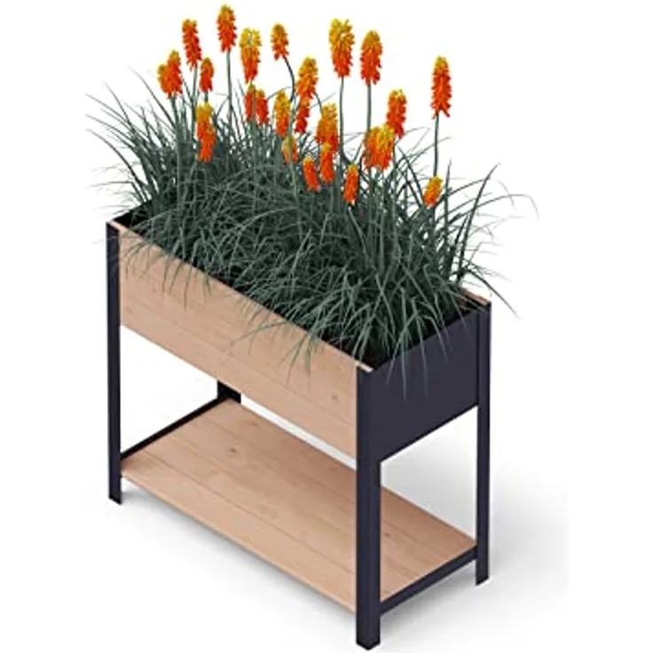 Upyard ModernBox High modernes Hochbeet aus Holz - ergonomisches Hochbeet für Balkon, Terrasse, Garten - Pflanzkasten für Gemüse und Kräuter, 78x36x72, Braun