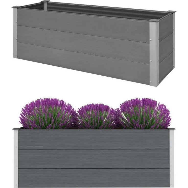 furnicato Hochbeet Garten-WPC 150 x 50 x 54 cm Grau, langlebig und witterungsbeständig