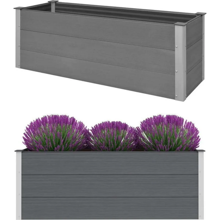 furnicato Hochbeet Garten-WPC 150 x 50 x 54 cm Grau, langlebig und witterungsbeständig