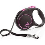 flexi Rollleine Design - Schwarz/Rosa - S, Lange Roll-Leine für Hunde