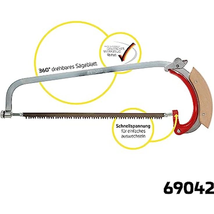 Berger Handbügelsäge 69042 mit Buchenholzgriff und stufenlos drehbarem Sägeblatt, Länge 35 cm – Bild 2