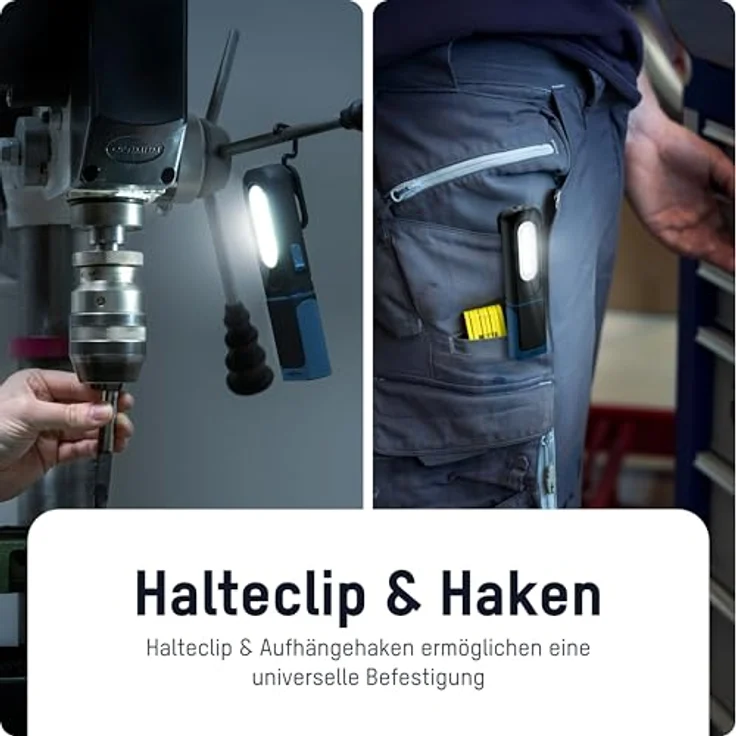 ANSMANN LED Arbeitsleuchte, wiederaufladbare Taschenlampe mit Magnetfuß und Haken, 350lm, 7h Leuchtdauer, USB aufladbar, robust und stoßfest für Werkstatt, Camping und KFZ – Bild 3