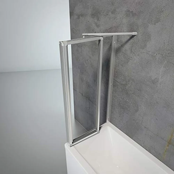 Schulte Duschabtrennung für Badewanne Smart, Höhe: 121 cm, 3-teilig mit Seitenwand 68-71 cm, 3 mm Sicherheitsglas (ESG) Klar hell, inkl. Klebemontage, Alu-natur, D133070 01 50 – Bild 2