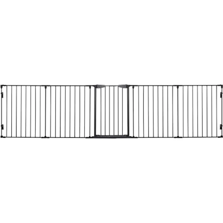 PawHut Welpenauslauf 2 in 1 Klappbares Absperrgitter für kleine und mittelgroße Hunde, 300 x 74,5 cm, Metall, Schwarz