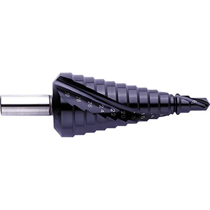 Exact 796 / 07023 HSS Stufenbohrer 6 - 30mm, TiAIN beschichtet, Gesamtlänge 98mm, 3-Flächenschaft