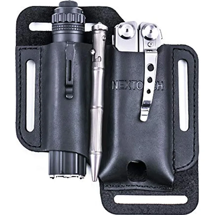 NEXTORCH Multi-Holster V40 für Taschenlampen + Multitool aus Leder, schwarz