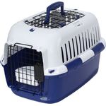 Europet-Bernina Tiertransportbox Transportkäfig Adventurer 50 Basic Edition navy für Katzen - Kunststoff, Metalltür, Wasserschale