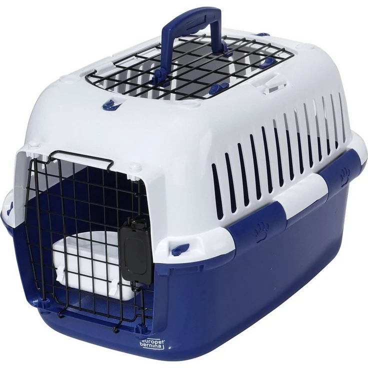Europet-Bernina Tiertransportbox Transportkäfig Adventurer 50 Basic Edition navy für Katzen - Kunststoff, Metalltür, Wasserschale – Bild 1