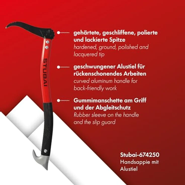 Stubai 674250 Handsappel mit Alustiel, geschweift 500 mm - Preisvergleich – Bild 2