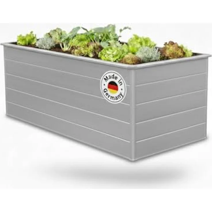 Beckmann Aluminium-Hochbeet Erntewunder, 201x91x75,5 cm, rostfrei und witterungsbeständig, mit integrierter Schneckensperre, ergonomische Arbeitshöhe, Made in Germany – Bild 1