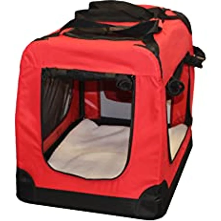 walexo Faltbare Hundebox Hundetransportbox Katzentransportbox Katzenbox (ROT, S) - Robustes Stahlrohr & Oxford Gewebe, 3 Türen, Platzsparend & Pflegeleicht – Bild 3
