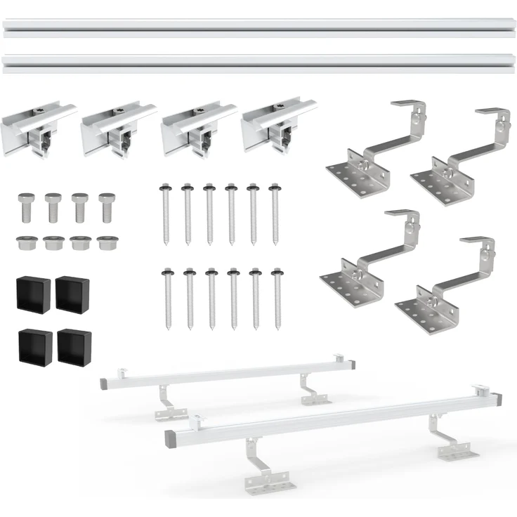 NuaSol Solarpanel Halterung 1er Set, Dachmontage für Ziegeldach, Aluprofil, witterungsbeständig, leichte Anbringung