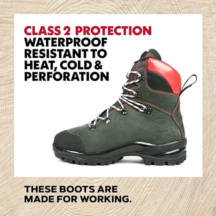 OREGON® Schnittschutzstiefel Klasse 2 Fiordland, Leder, wasserdicht, bis 300°C, Größe 43, grün – Bild 4
