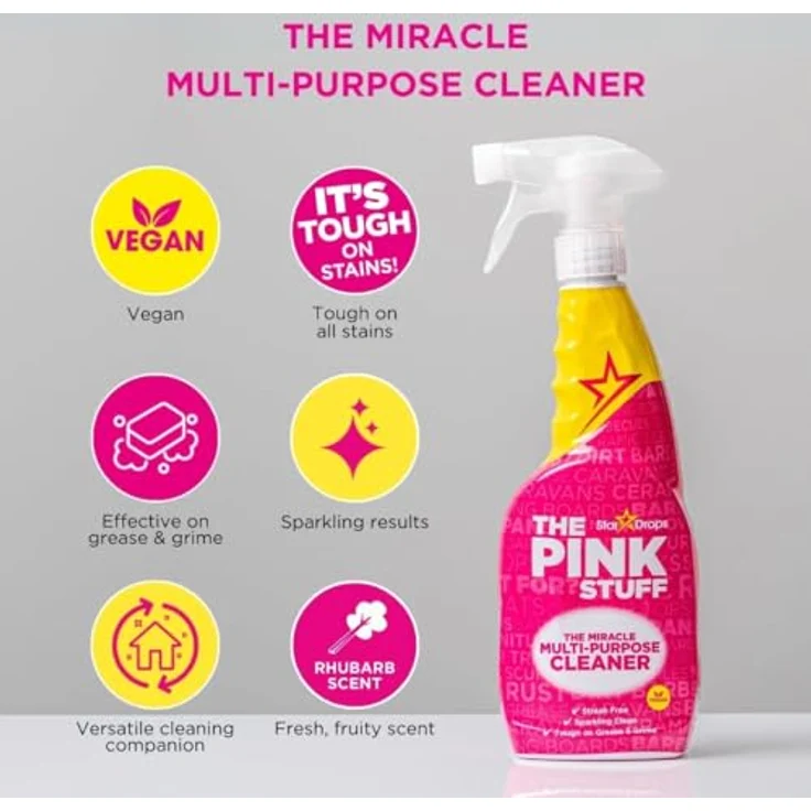 Spectrum The Pink Stuff Allzweckreiniger, 2 x 750 ml, vegan, streifenfreies Ergebnis, stark gegen Fett und Schmutz – Bild 3