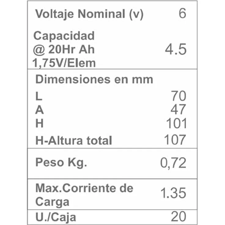 DSK 10355 – Akku Blei Acido 6 V 4,5 Ah, schwarz – Bild 3