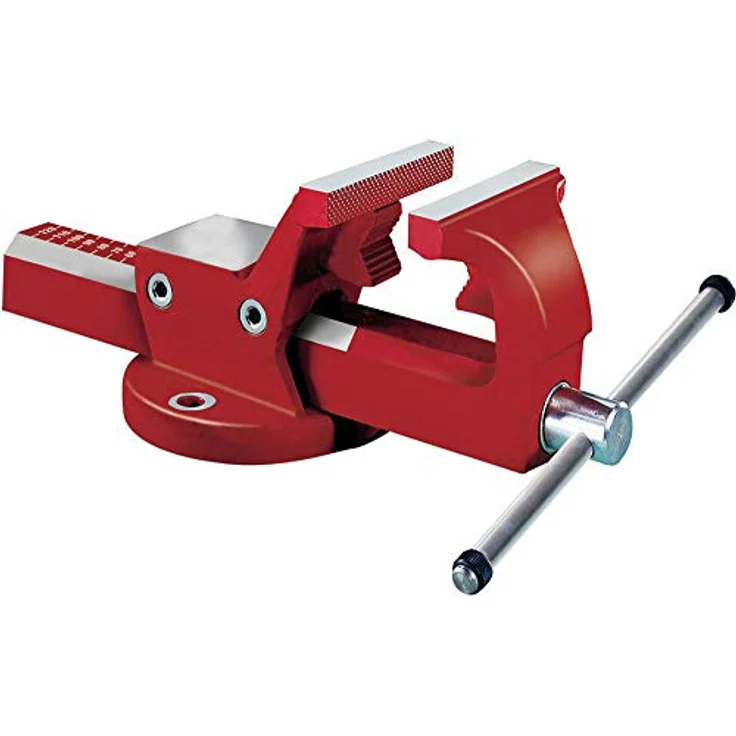 fortis Schraubstock mit Rohrspannbacken 140 mm, Parallelschraubstock aus Stahl, 200 mm Spannweite, rot – Bild 2