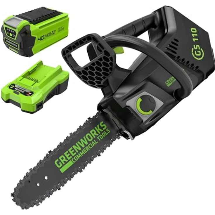 Greenworks GD40TCS, Akku Kettensäge 40V mit 2Ah Akku und Ladegerät, ergonomisches Handgriffdesign – Bild 1