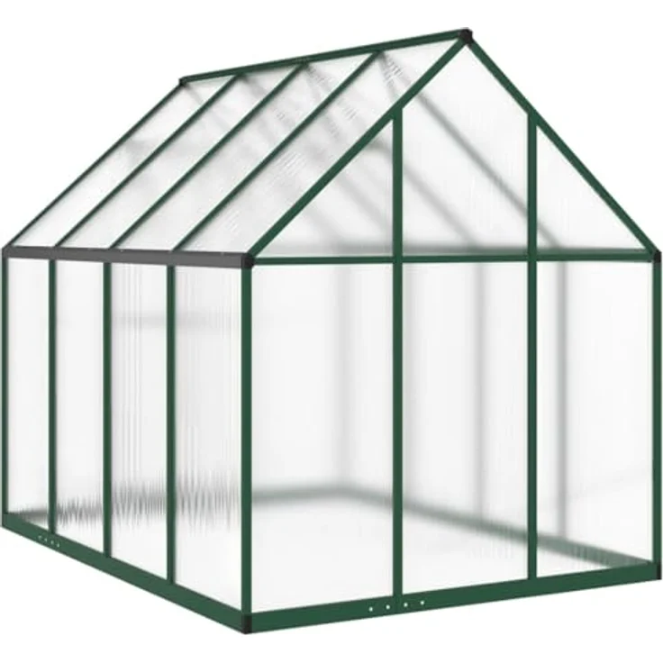 vidaXL Gewächshaus mit Fundamentrahmen Grün 224x169x195 cm Aluminimum, UV-beständige Platten und begehbare Anbaufläche – Bild 5