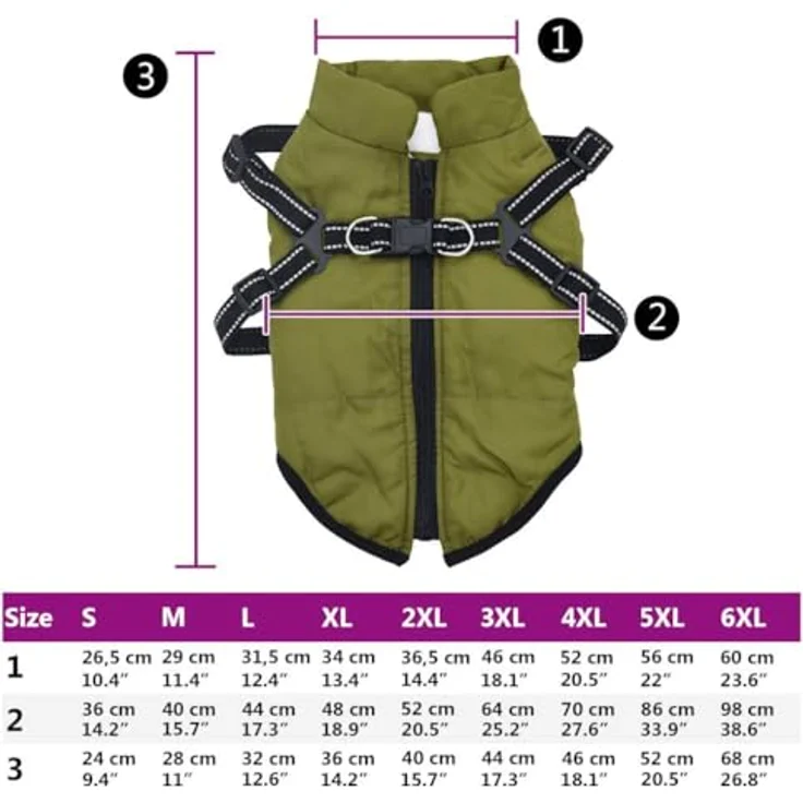 vidaXL Hundemantel mit Geschirr Wasserdicht Reflektierend Armeegrün L, Outdoor-Weste für Hunde bei jedem Wetter geeignet – Bild 3