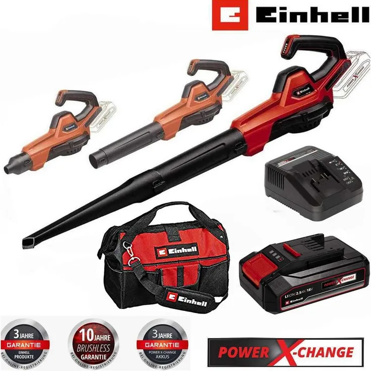 Einhell Akku-Laubbläser Universalbläser GE-UB 18/250 Li E 18V 250 km/h, Akku 2.5 Ah +Tasche, Power X-Change-Familie, elektronische Drehzahlregelung