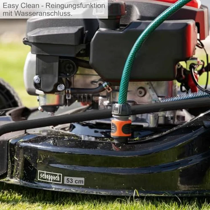 Scheppach Benzin-Rasenmäher MS225-53E VS, Hybrid-Start mit 4-Taktmotor, 53 cm Schnittbreite, 65 L Auffangkorb, inkl. 2Ah Akku und 2,4A Ladegerät – Bild 5