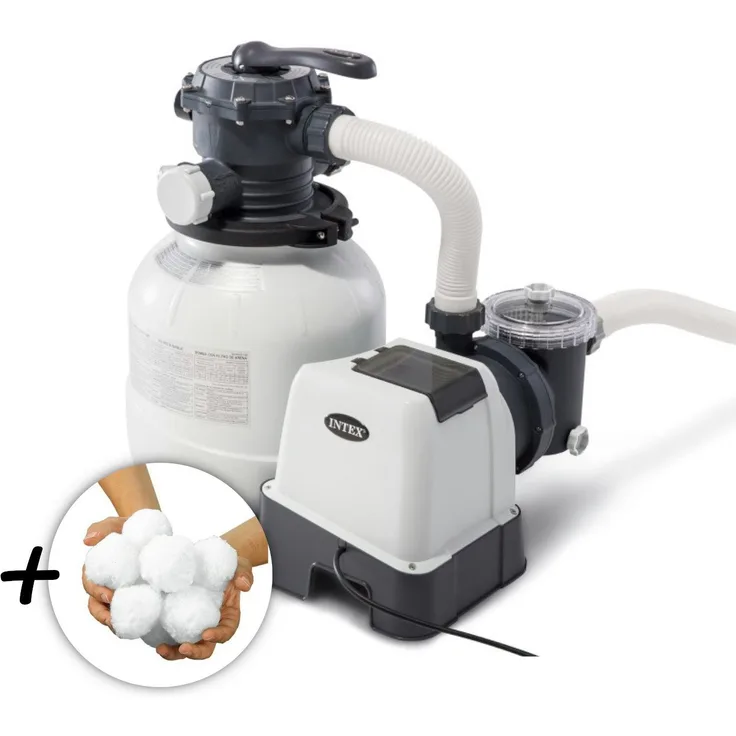Intex Sandfilteranlage 26646GS, Sandfilterpumpe für Pools bis 32m³, 7,9m³/h, inkl. 700g Filterkugeln