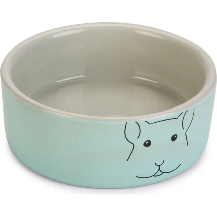 Beeztees Futternapf Meerschweinchen-Napf Frinca Keramik grau/mint, trendiger Napf aus leicht zu reinigender Keramik