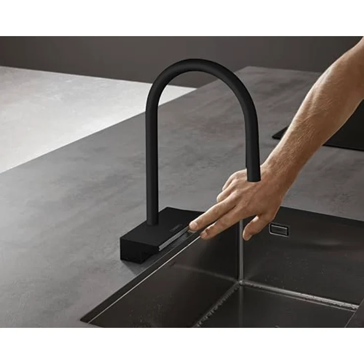 hansgrohe Küchenarmatur Aquno Select M81, Einhebel-Küchenmischer mit Ausziehbrause, Mattschwarz, 3-strufiger Schwenkbereich, 50 cm Auszugslänge – Bild 7