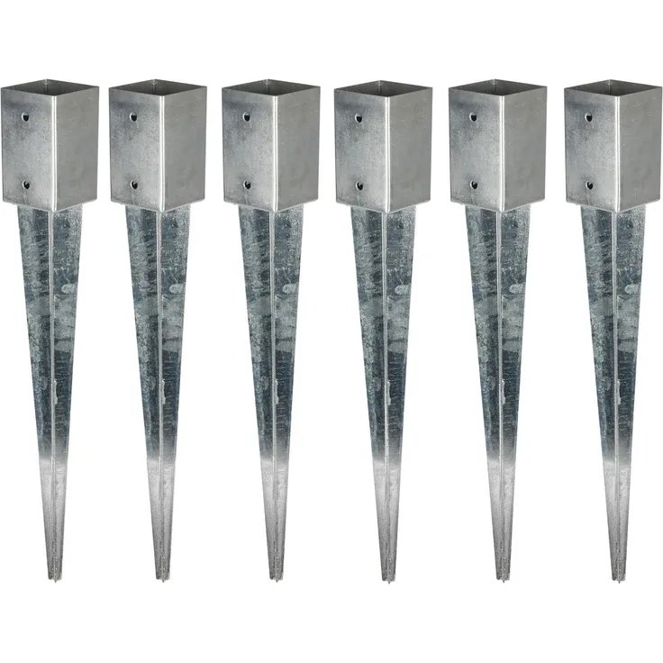 6x Einschlagbodenhülse verzinkt 71x71x750mm Einschlaghülse Bodeneinschlaghülse