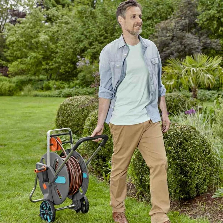 GARDENA Schlauchwagen CleverRoll L Easy (18520-20) 100 m Kapazität, besonders standfest, mit komfortabler Schlauchführung in robustem Metallrahmen, Nachtropfstopp – Bild 7