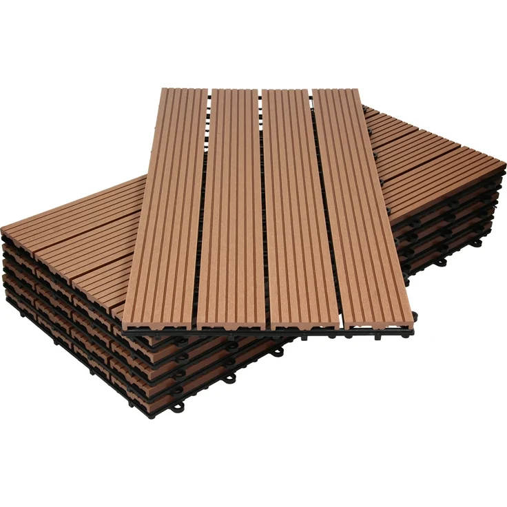 Terrassenfliesen 60x30 cm 6er Set für 1m² Hellbraun aus WPC – Bild 1