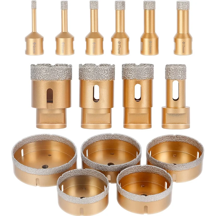 Diamantbohrkrone M14 Bohrkrone Fliesenbohrer Diamantbohrer Nass+Trocken Flex Winkelschleifer - 15 mm – Bild 2