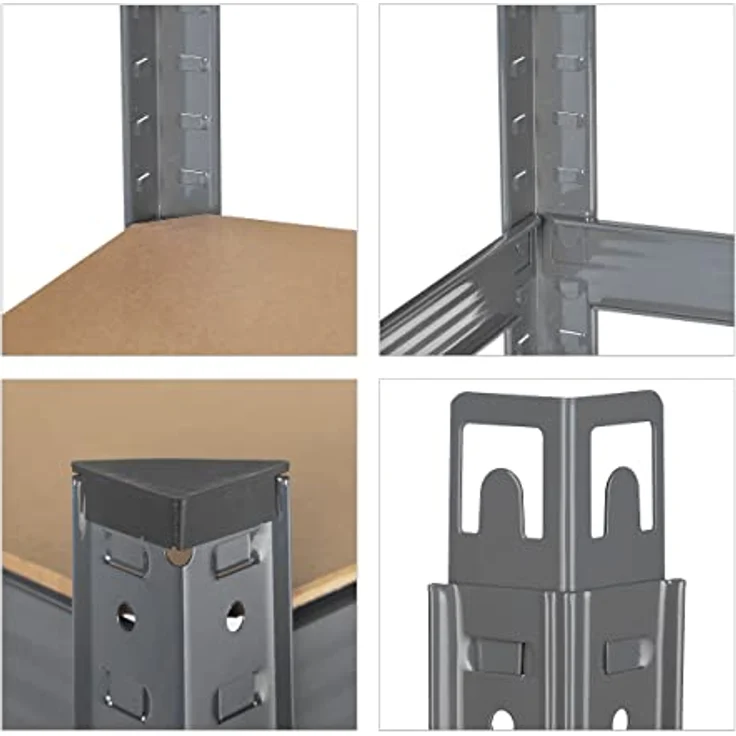 Schwerlastregal, 5 Ebenen, HBT 150 x 75 x 30 cm, 875 kg Tragkraft, Metall, Lagerregal für Keller, Garage, grau – Bild 8