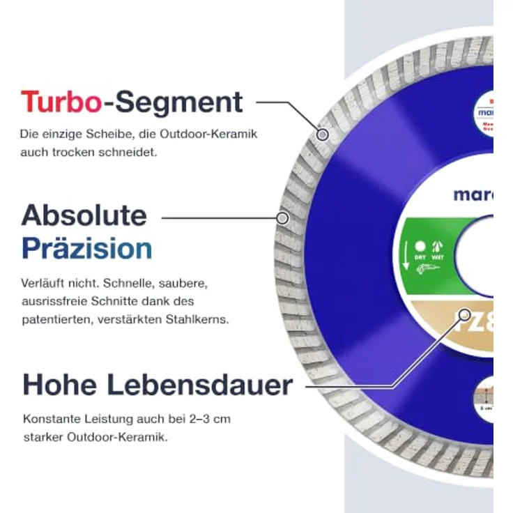 Marcrist FZ850, Diamanttrennscheibe 125 mm für Winkelschleifer, saubere Schnitte in Feinsteinzeug, Granit, Keramik & Marmor, hohe Standzeit – Bild 4