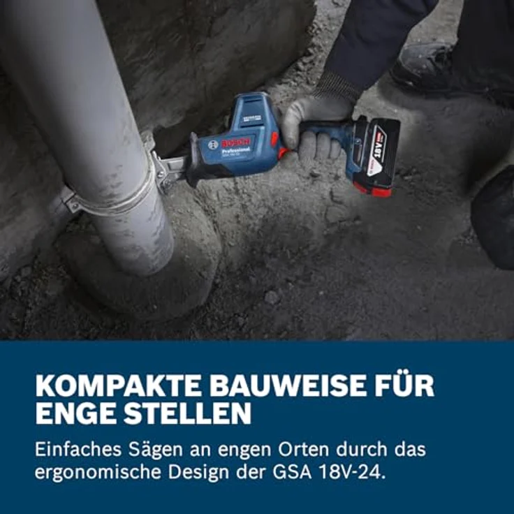 Bosch Professional GSA 18V-24, Akku-Säbelsäge mit neigbarer Fußplatte und LED, inkl. Sägeblätter im Karton – Bild 3