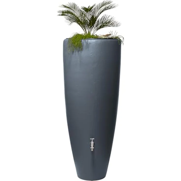 Garantia 2in1 Wasserbehälter Regentonne 300 Liter Graphite Grey inkl. Pflanzschale, 3D-Dekor und zusätzlichem Komfortanschluss – Bild 3