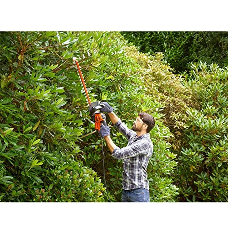 Black+Decker Elektro-Heckenschere (600W, 60 cm Schwertlänge, 25 mm Schnittstärke, Bügel-Zweithandgriff und transparentem Handschutz, für große Hecken) BEHTS501 – Bild 3