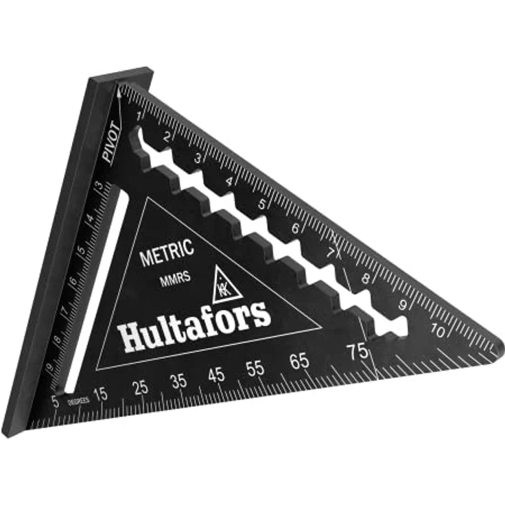 Hultafors Anschlagdreieck MMRS (Länge 110 mm, für 45°- und 90°-Winkel, starke Kante als Sägeführung, lasergravierte Skalen für Grat-, Kehl- und Schiftsparren, Messwerkzeug) 483287 – Bild 1