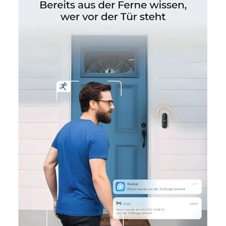 Reolink Video-Türklingel mit Chime, 5MP Ultra HD Kabelgebundene Türklingel mit Kamera, 2,4/5GHz WLAN, Personenerkennungsalarme, 180° Ultraweitwinkel, 2-Wege-Audio, Fernzugriff, Video Doorbell WiFi – Bild 5