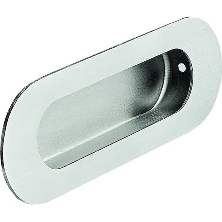 ELC Türbeschlag Format Muschelgriff "Oval", Edelstahl, L120mm B41mm H13,5mm, bef. M4 Gewinde, seidengeschliffen