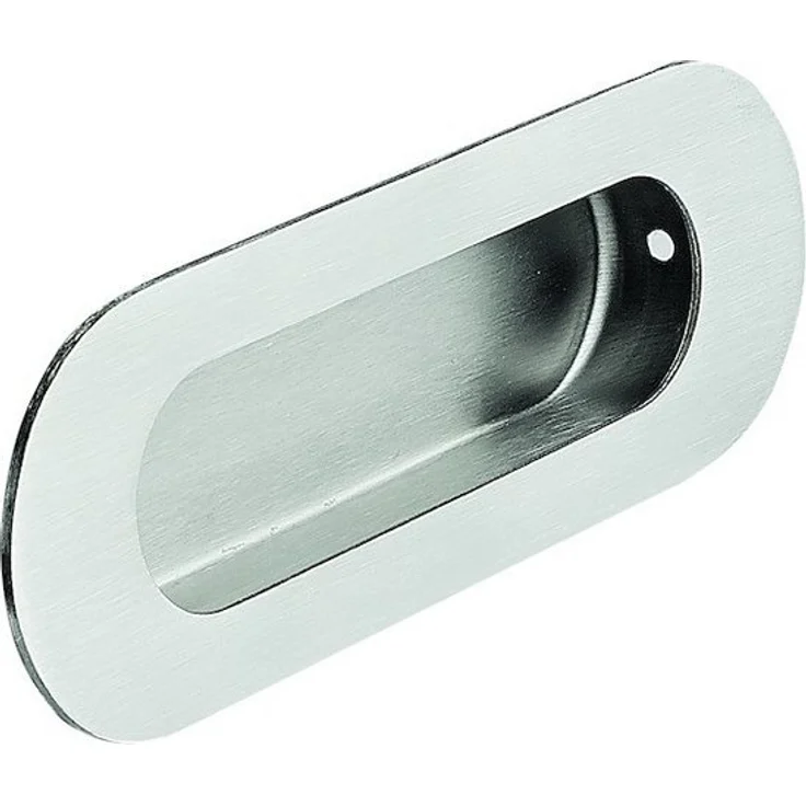 ELC Türbeschlag Format Muschelgriff "Oval", Edelstahl, L120mm B41mm H13,5mm, bef. M4 Gewinde, seidengeschliffen