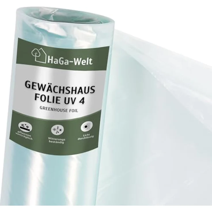 HaGa UV4 Gewächshausfolie 12m x 20m transparente PE Folie, witterungs- und UV-beständig für Folientunnel und Tomatenhaus – Bild 1