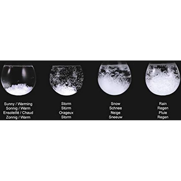 Mikamax Große Sturmkugel aus Glas, wetterabhängige Bürodekoration mit Holzplateau, 19 cm x 15 cm x 10 cm, nordischer Stil – Bild 5