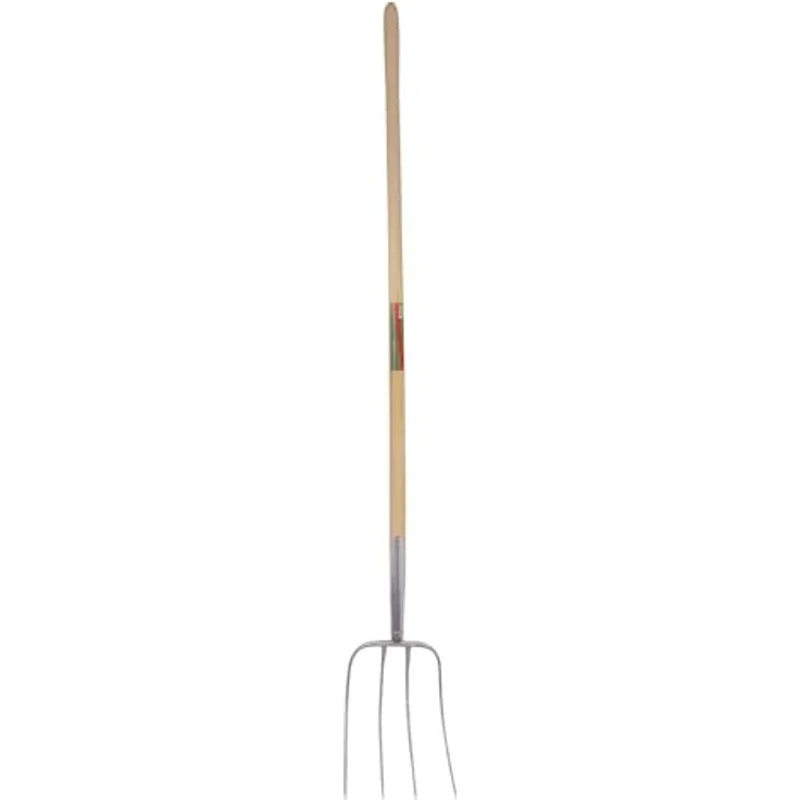 Kerbl Spatengabel Dunggabel, 4 Zinken mit gewachstem Eschenstiel (135 cm), ergonomisch und stabil aus geschmiedetem Stahl