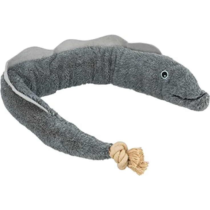 TRIXIE BE Nordic Hundespielzeug, Kuscheltier, geräuschloser Aal Karl aus Plüsch/Tau, 75 cm- 36048