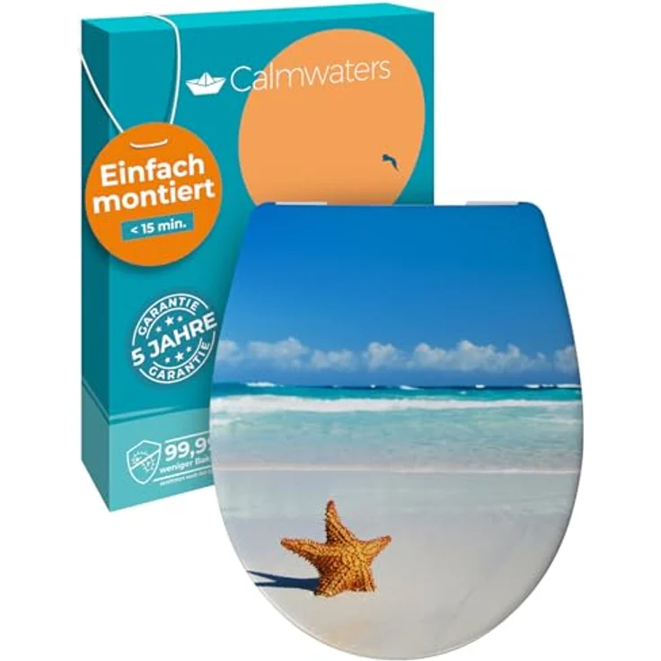Calmwaters WC Sitz Motiv Seestern, antibakteriell und abnehmbar mit Absenkautomatik, 26LP6211 – Bild 1