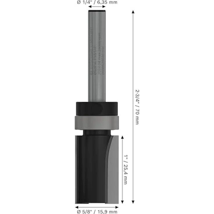 Bosch PRO Bündigfräser mit obenliegendem Führungskugellager, Ø 5/8' (15,9 mm), Arbeitslänge 1' (25,4 mm), Schaft 1/4' (6,35 mm) – Bild 3